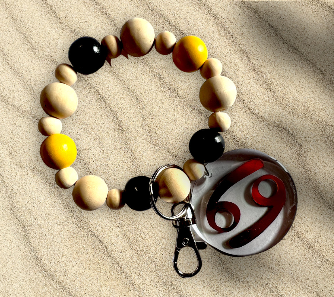 Handmade Decorative Beaded Wristlet Keychain with Acrylic Pendant
