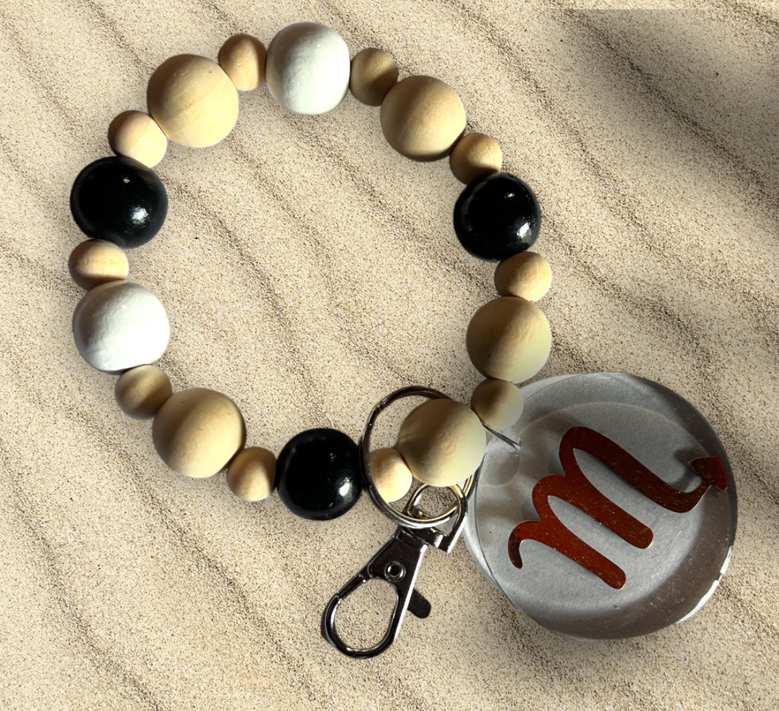 Handmade Decorative Beaded Wristlet Keychain with Acrylic Pendant