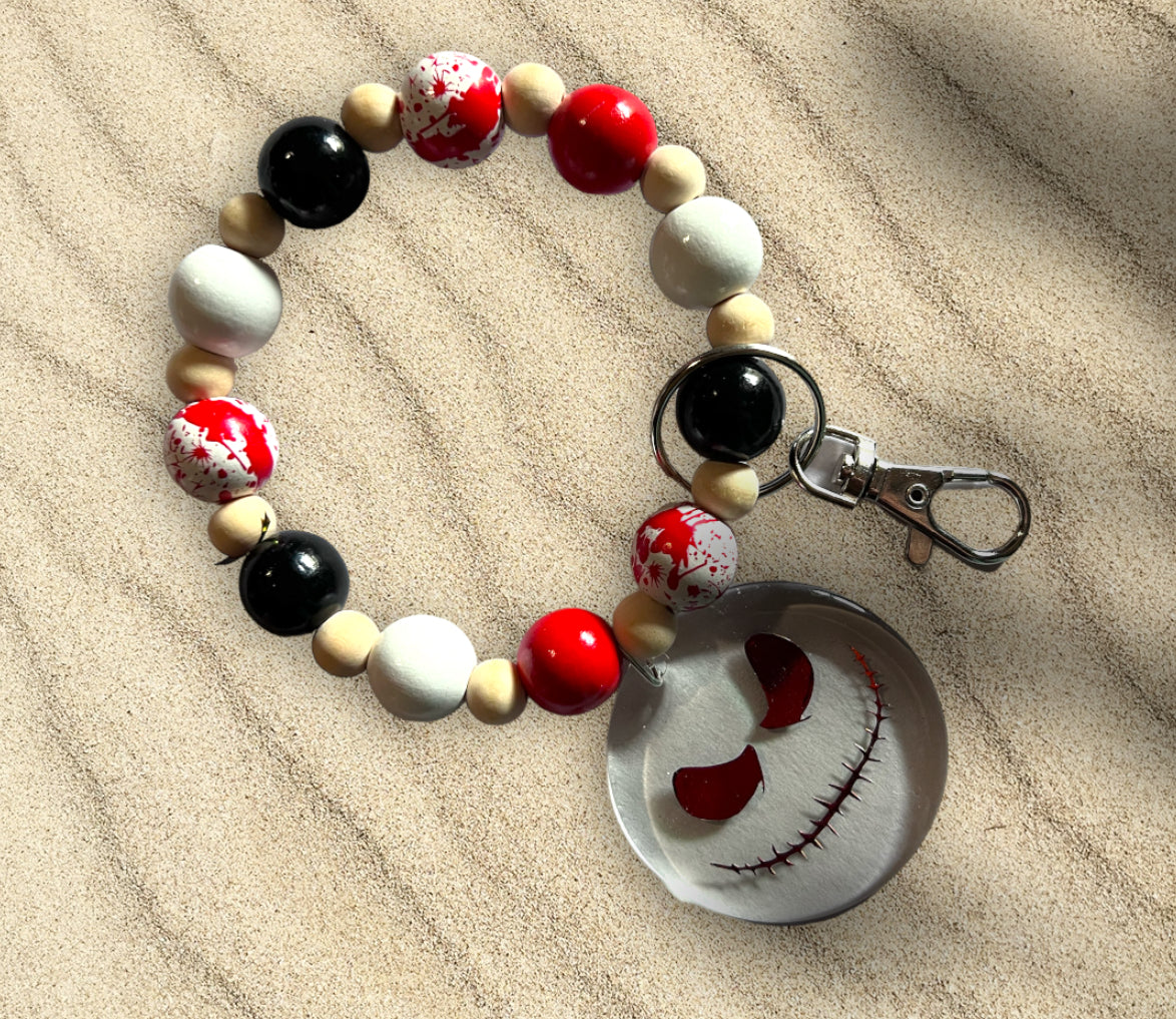 Handmade Decorative Beaded Wristlet Keychain with Acrylic Pendant