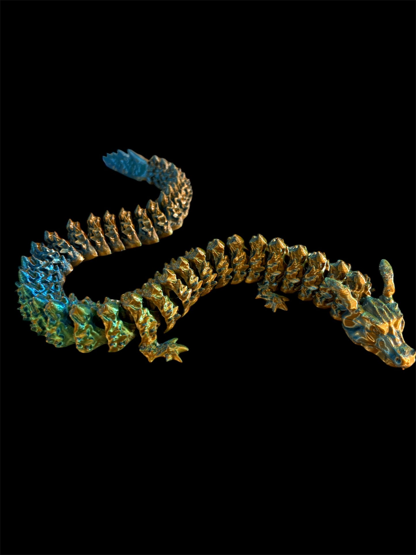 Flame Dragon - Blue, Orange, Green Silk
