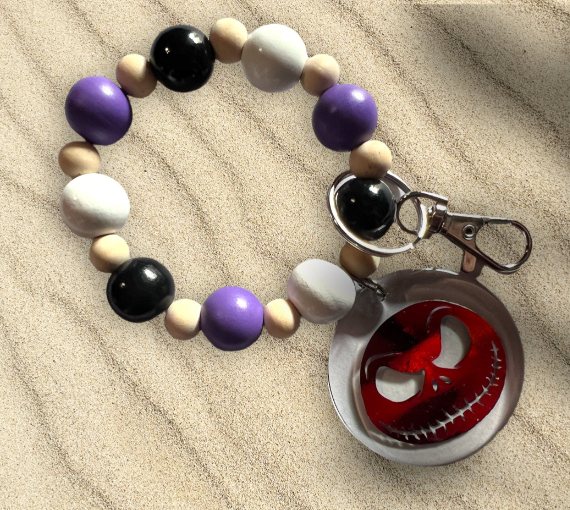 Handmade Decorative Beaded Wristlet Keychain with Acrylic Pendant