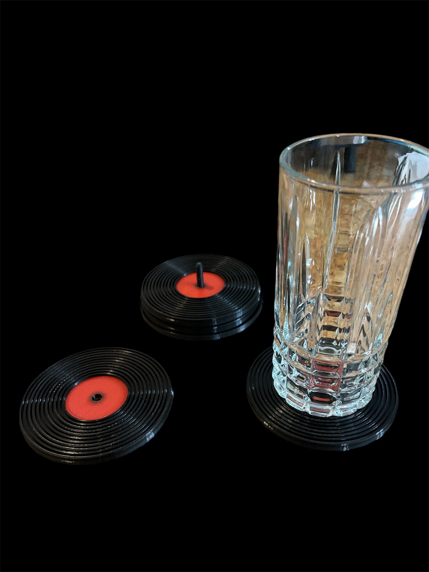Record Coaster set with Turntable Holder - 5 pc Set