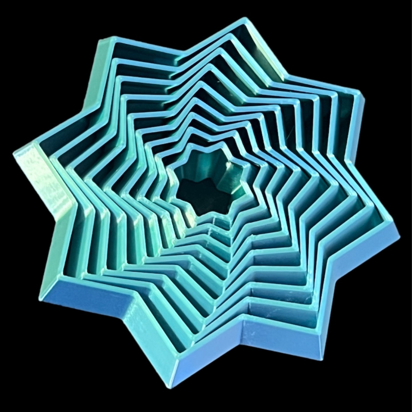 Star Shaped 3D Print - 8 Points - Ocean Meadow Silk - 3”