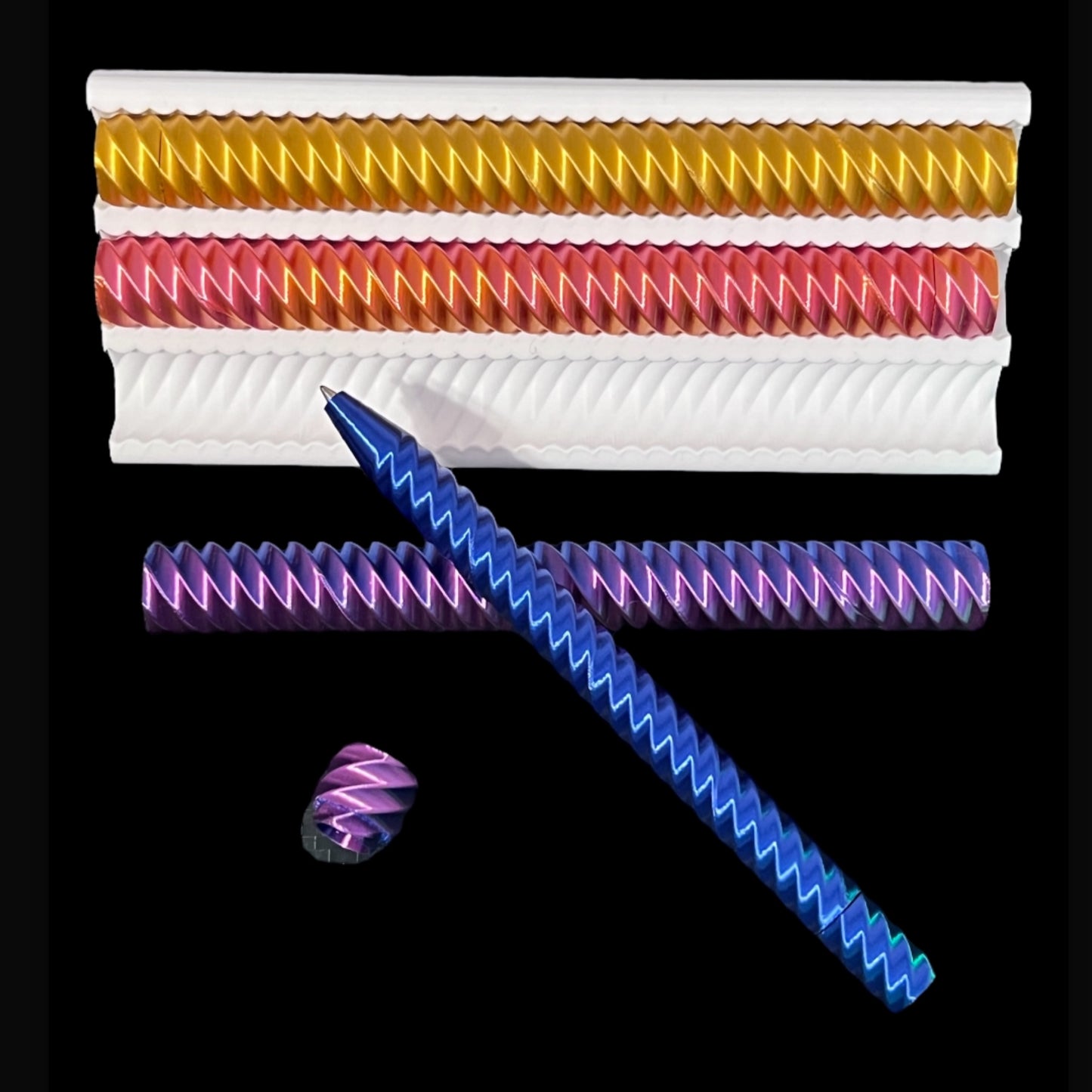 Refillable Spiral Fidget Pen Set with Spiral Stand