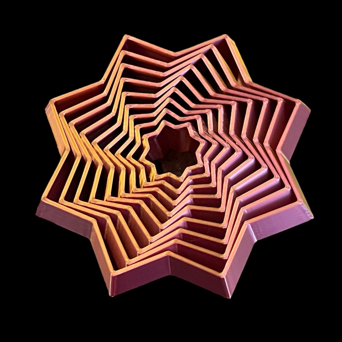 Star Shaped 3D Print - 8 Points - Sunset Silk - 3”