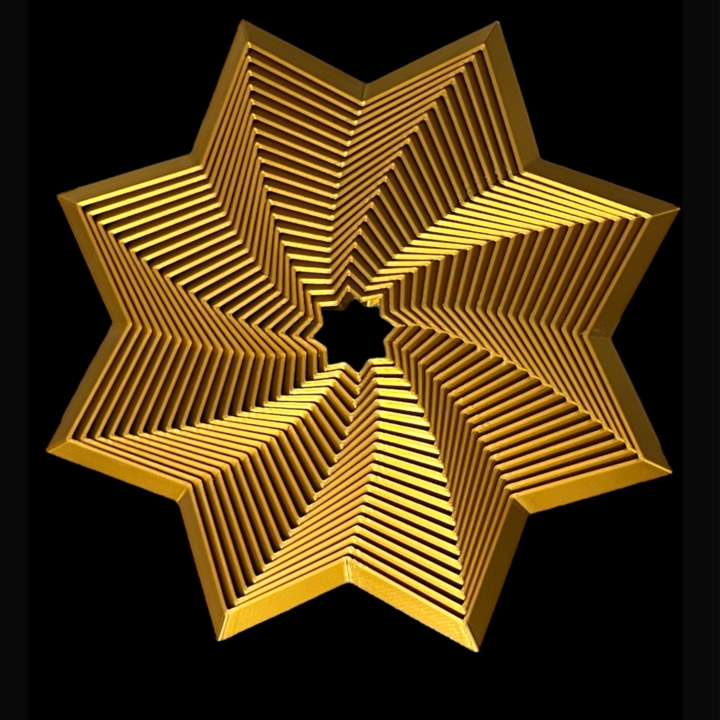 Star Shaped 3D Print - 8 Points - Gold Silk - 6"