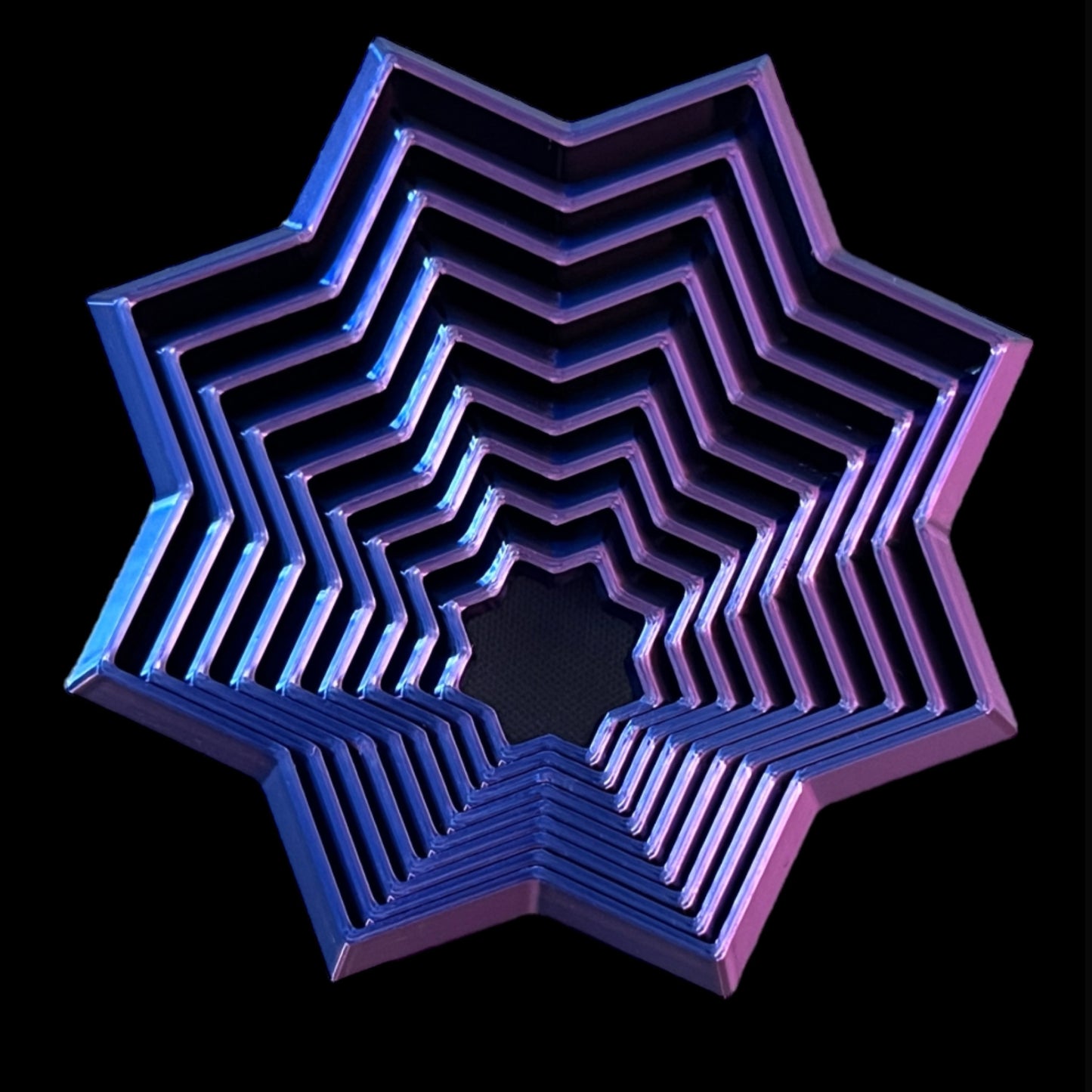 Star Shaped 3D Print - 8 Points - Blue Purple Chameleon - 3"