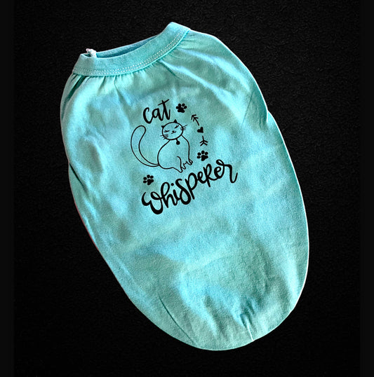 Medium Dog “Cat Whisperer” Tee in Teal