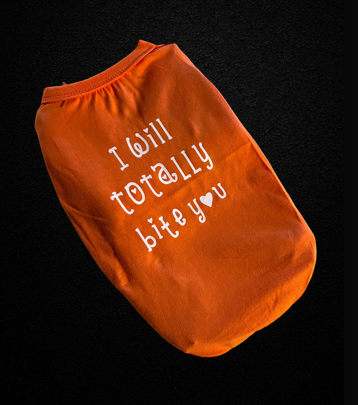 Medium Dog “I Will Totally Bite You” Tee in Orange