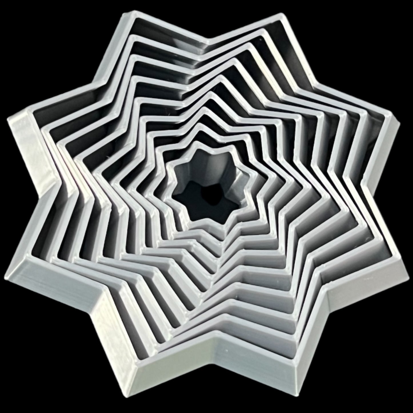 Star Shaped 3D Print - 8 Points - Silver Silk - 3"